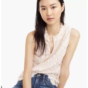 J. Crew Lace Top Womens XS Cream Romantic Feminine Classic Boho Twee Versatile